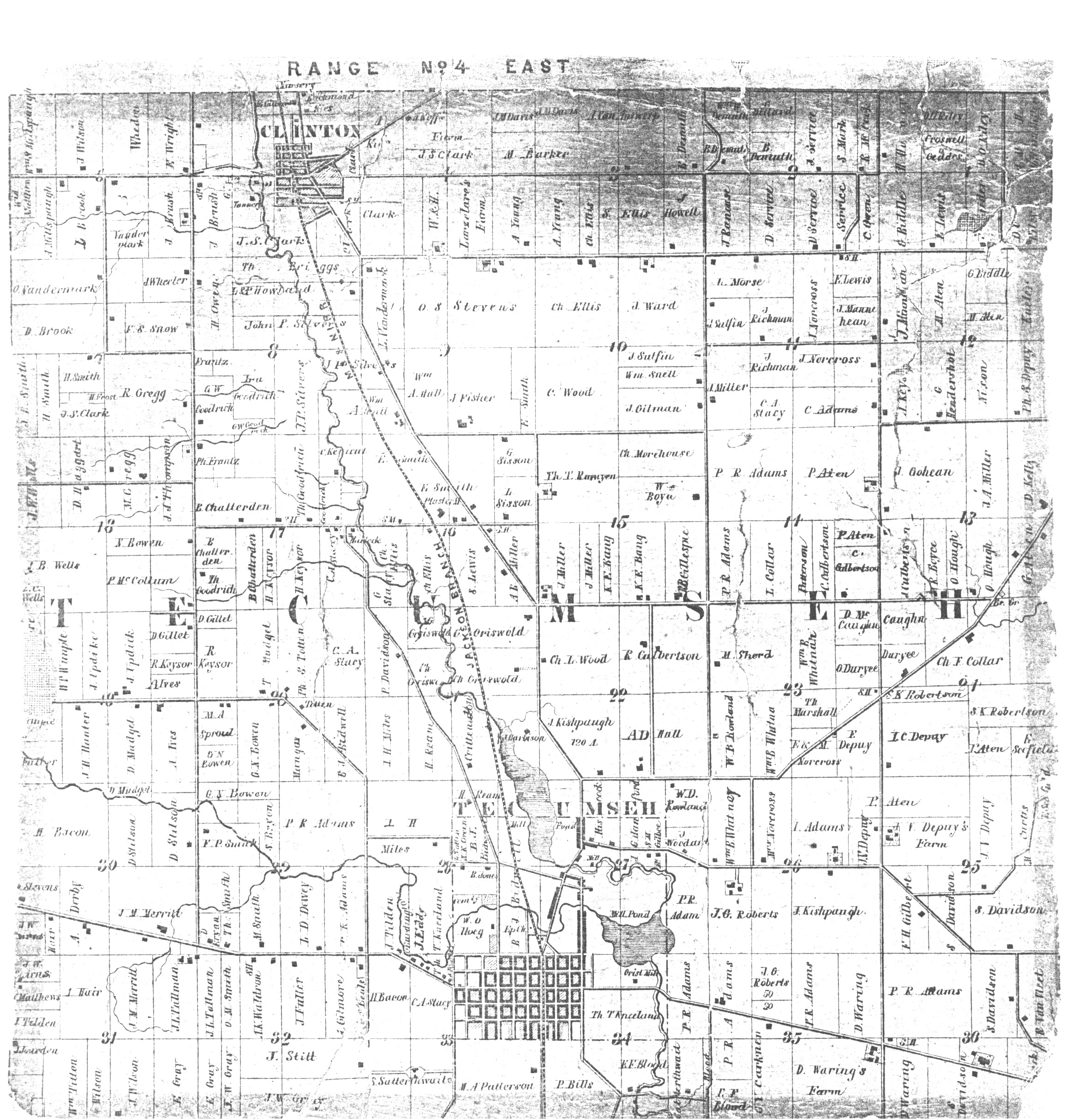 Clinton-Tecumseh Township 1857 map