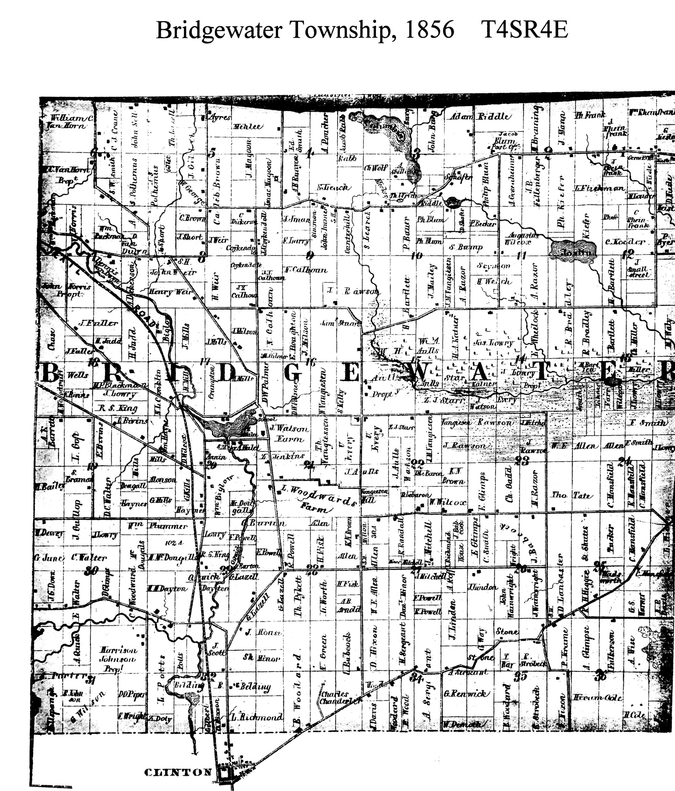 Bridgewater Township 1856 Map